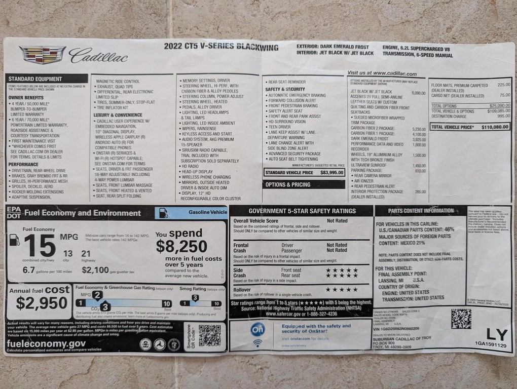 2022 Cadillac CT5-V Blackwing - Image 53